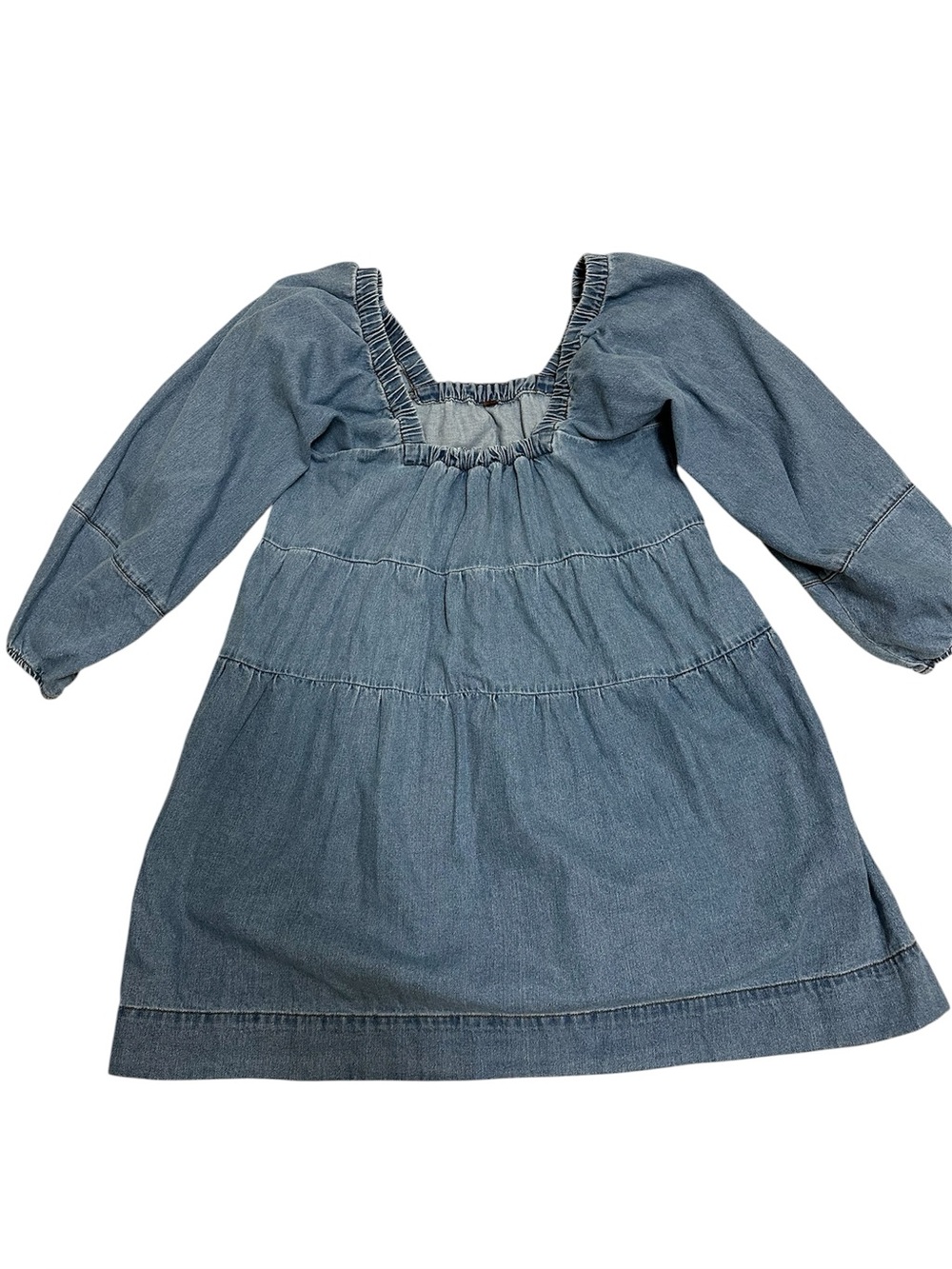 Free People Light Blue Denim Square-Neck Babydoll Dress - Picture 2 of 8